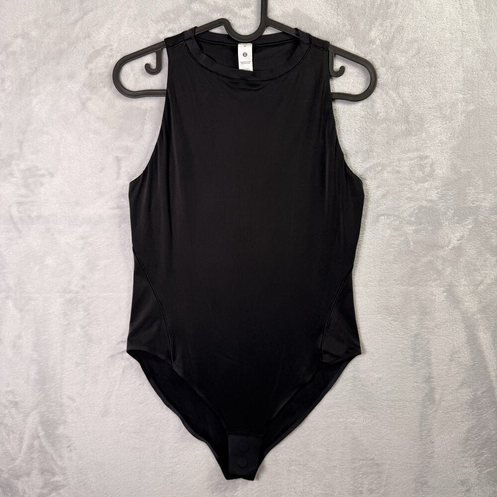 Lululemon Wundermost Bodysuit Medium Black Ultra-Soft Nulu High-Neck Sleeveless